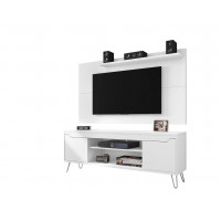 Manhattan Comfort 221-217BMC6 Baxter 62.99 Mid-Century Modern TV Stand and Liberty Panel with Media and Display Shelves in White
